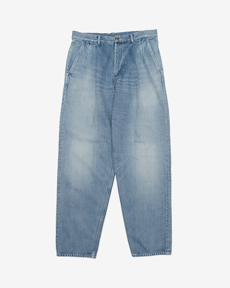 Graphpaper (MEN) / Selvage Denim Two Tuck Tapered Pants / INDIGO LIGHT FADE