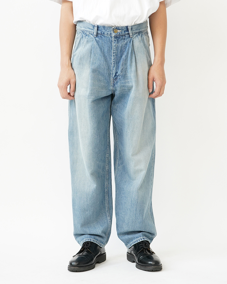 Graphpaper (MEN) / Selvage Denim Two Tuck Tapered Pants / INDIGO LIGHT FADE
