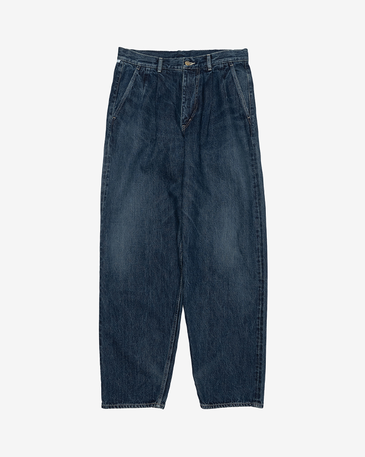 Graphpaper (MEN) / Selvage Denim Two Tuck Tapered Pants / INDIGO DARK FADE