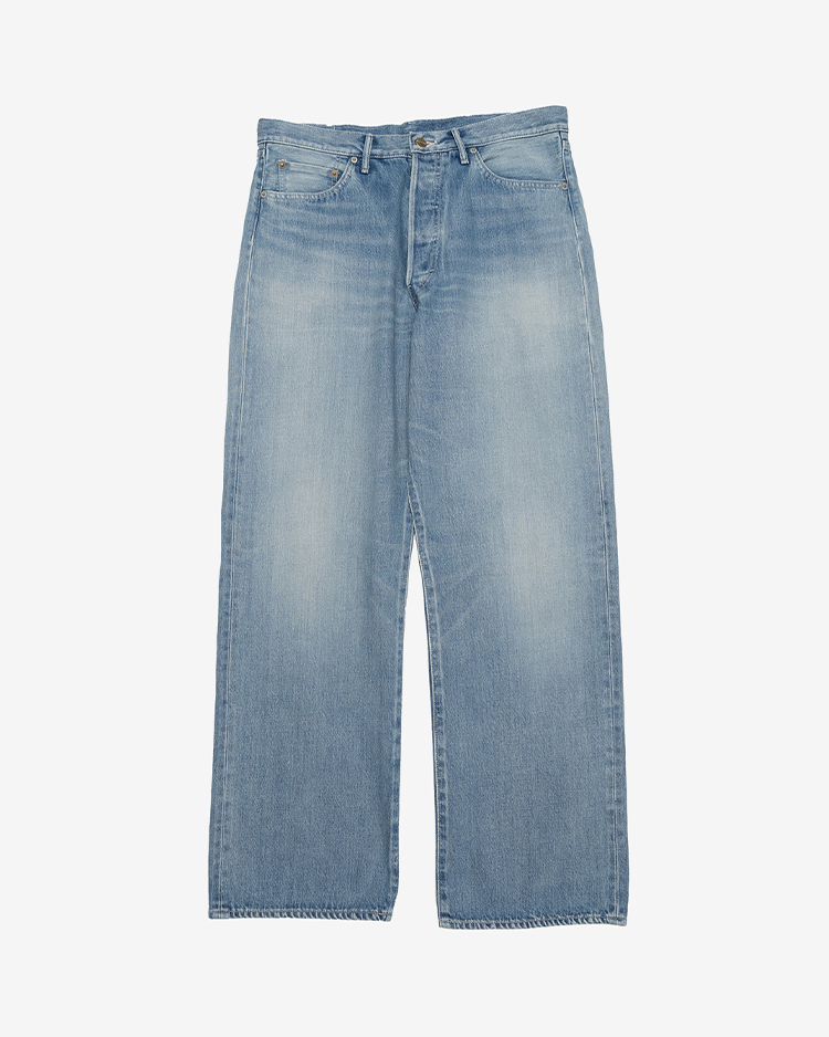 Graphpaper (MEN) / Selvage Denim Five Pocket Wide Straight Pants / INDIGO LIGHT FADE