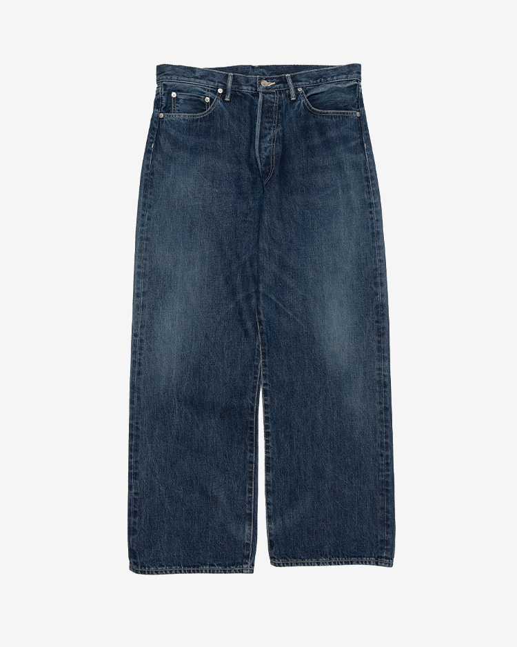 Graphpaper (MEN) / Selvage Denim Five Pocket Wide Straight Pants / INDIGO DARK FADE