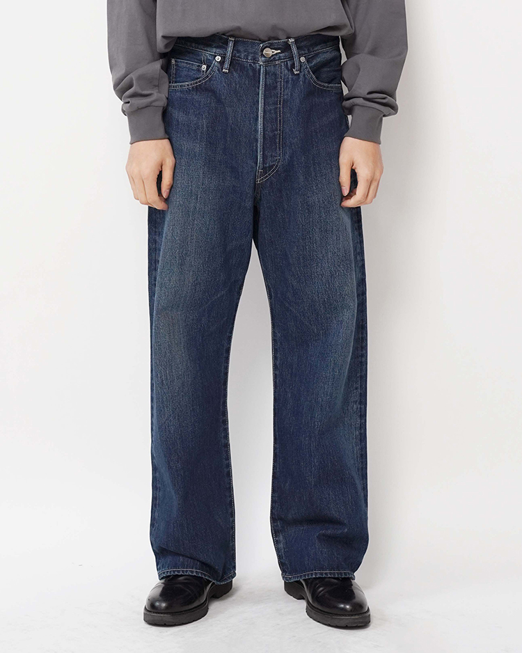 Graphpaper (MEN) / Selvage Denim Five Pocket Wide Straight Pants / INDIGO DARK FADE