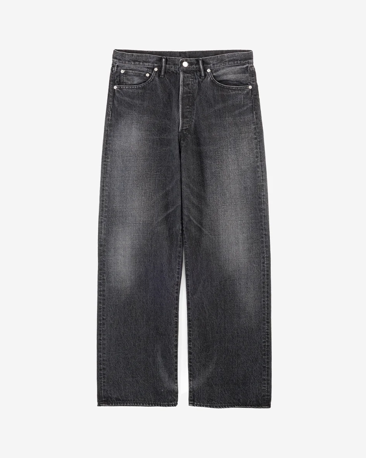 Graphpaper (MEN) / Selvage Denim Five Pocket Wide Straight Pants / BLACK DARK FADE