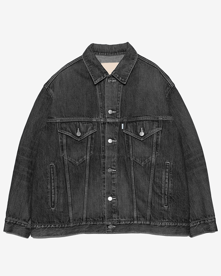 Graphpaper (MEN) / Selvage Denim Trucker Jacket / BLACK DARK FADE