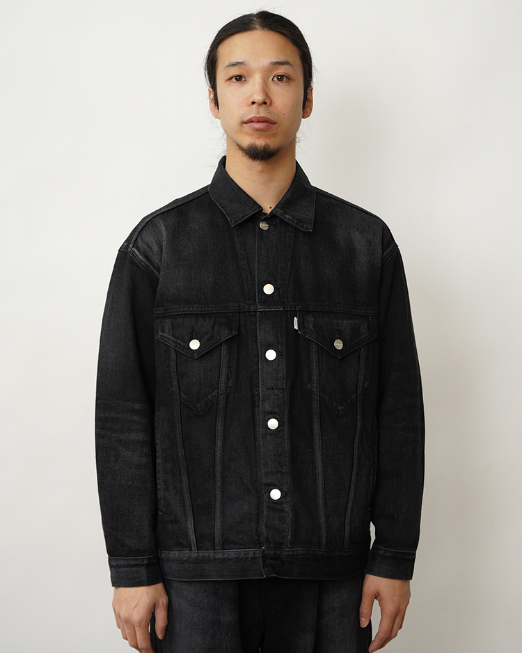 Graphpaper (MEN) / Selvage Denim Trucker Jacket / BLACK DARK FADE