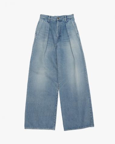  / Selvage Denim Two Tuck Wide Pants / INDIGO LIGHT FADE