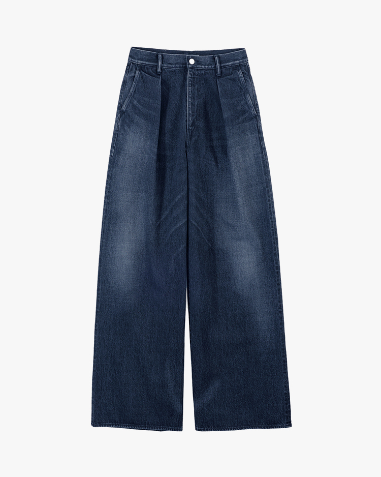 Graphpaper (WOMEN) / Selvage Denim Two Tuck Wide Pants / INDIGO DARK FADE