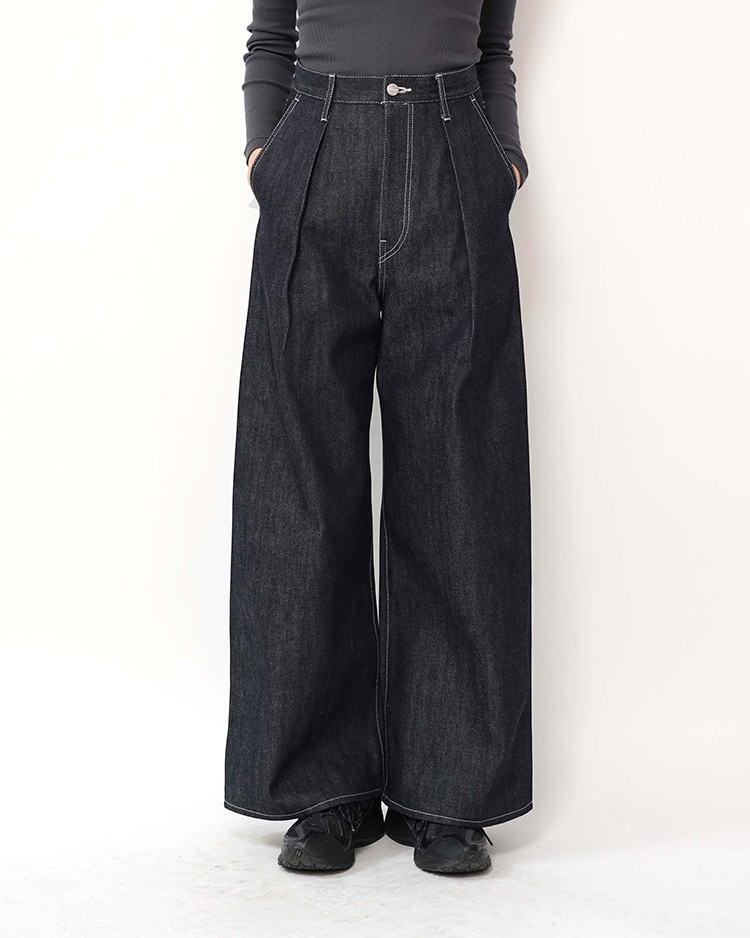 Graphpaper (WOMEN) / Selvage Denim Two Tuck Wide Pants / INDIGO RIGID