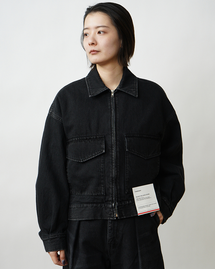 Graphpaper (WOMEN) / Selvage Denim Zip Jacket / BLACK DARK FADE