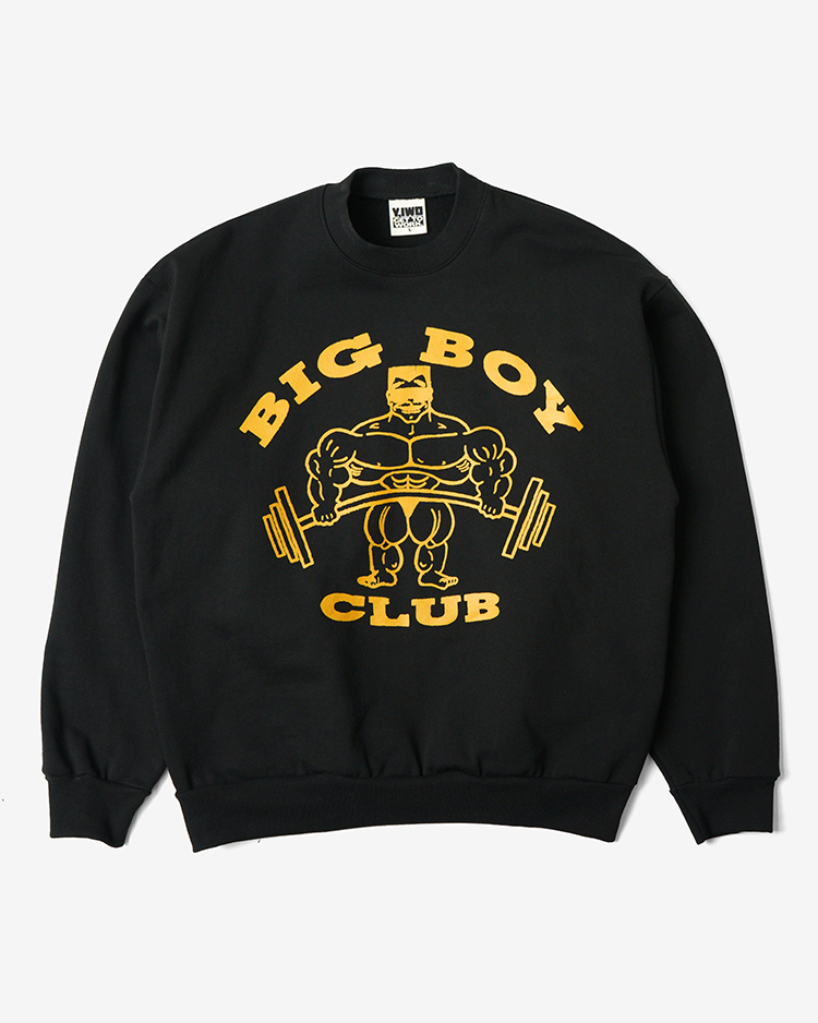 Y,IWO / Big Boy Club Raglan CREWNECK / BLACK × GOLD