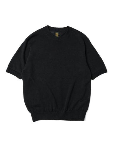  / WASHED HIGH COUNT LINEN CREW NECK SHORT SLEEVE / BLACK