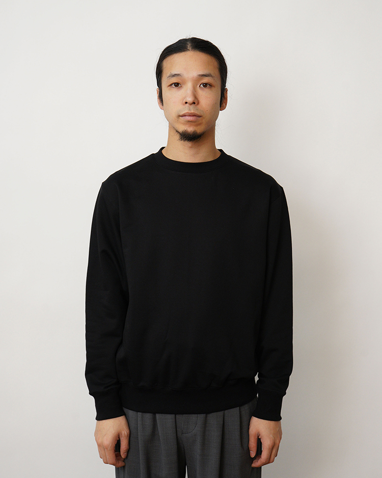 BATONER (MEN) / ULTRA CREAMY INLAY CREW NECK LONG SLEEVE / BLACK