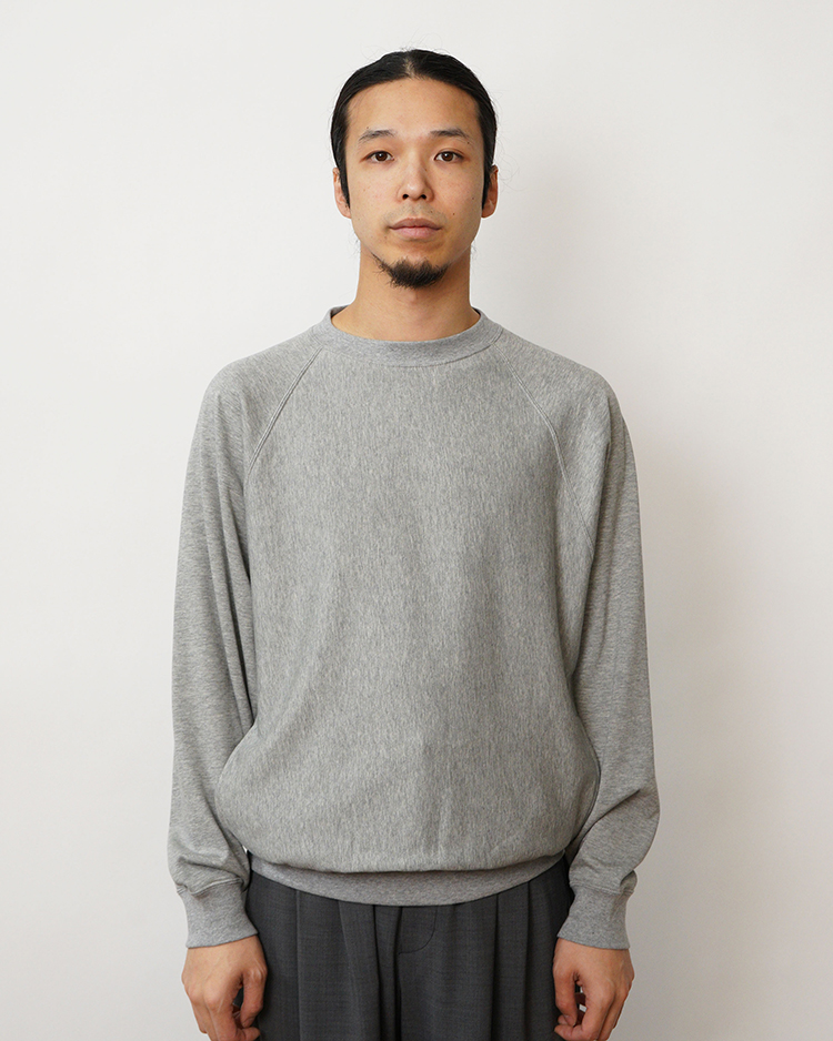 BATONER (MEN) / VELVET PILE CREW NECK / HEATHER GRAY