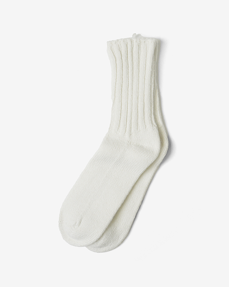 YAECA (MEN) / Cotton Silk Rib Socks / WHITE