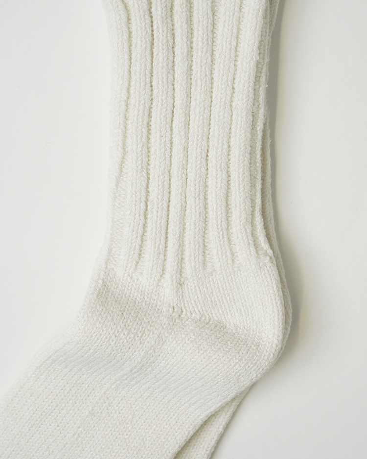 YAECA (MEN) / Cotton Silk Rib Socks / WHITE