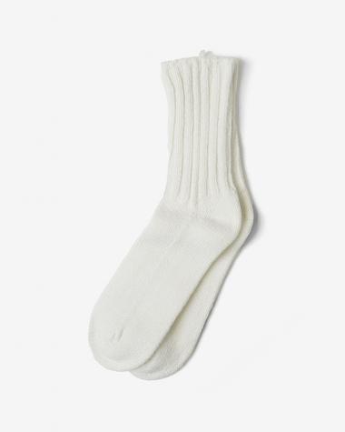 YAECA (MEN) / Cotton Silk Rib Socks / WHITE