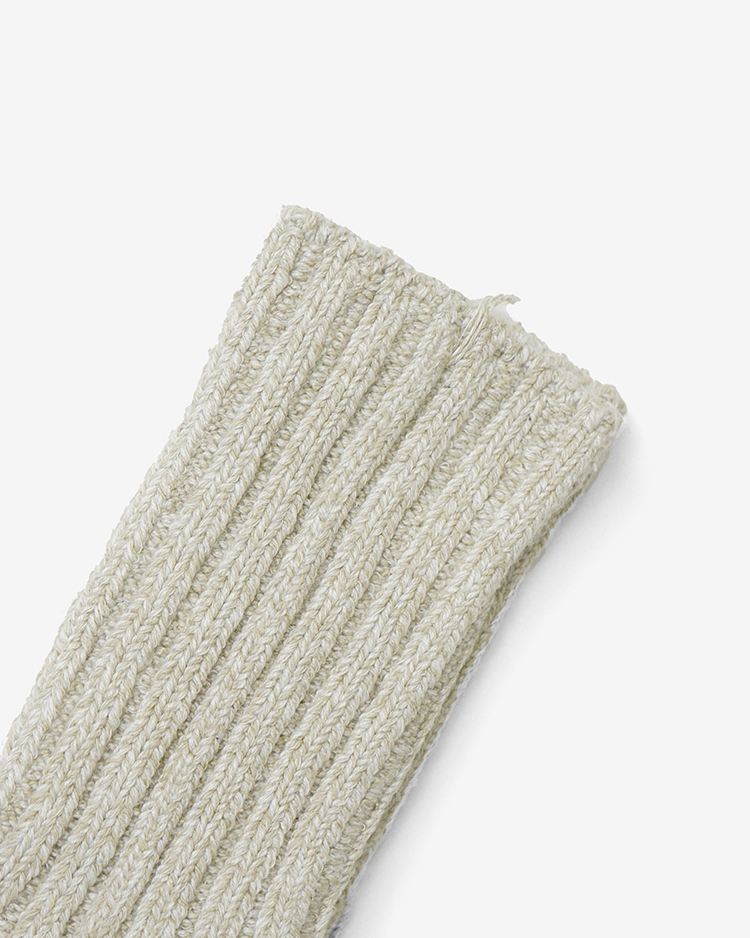 YAECA (MEN) / Cotton Silk Rib Socks / BEIGE