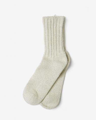 YAECA (MEN) / Cotton Silk Rib Socks / BEIGE