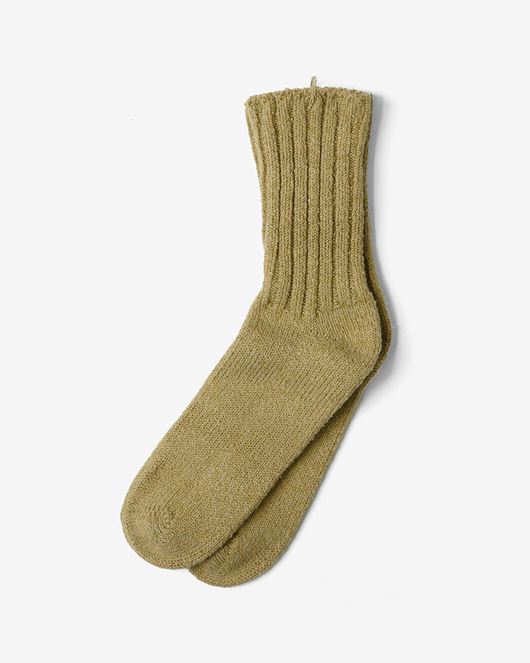 YAECA (MEN) / Cotton Silk Rib Socks / KHAKI