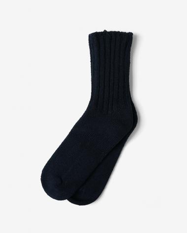 YAECA (MEN) / Cotton Silk Rib Socks / NAVY