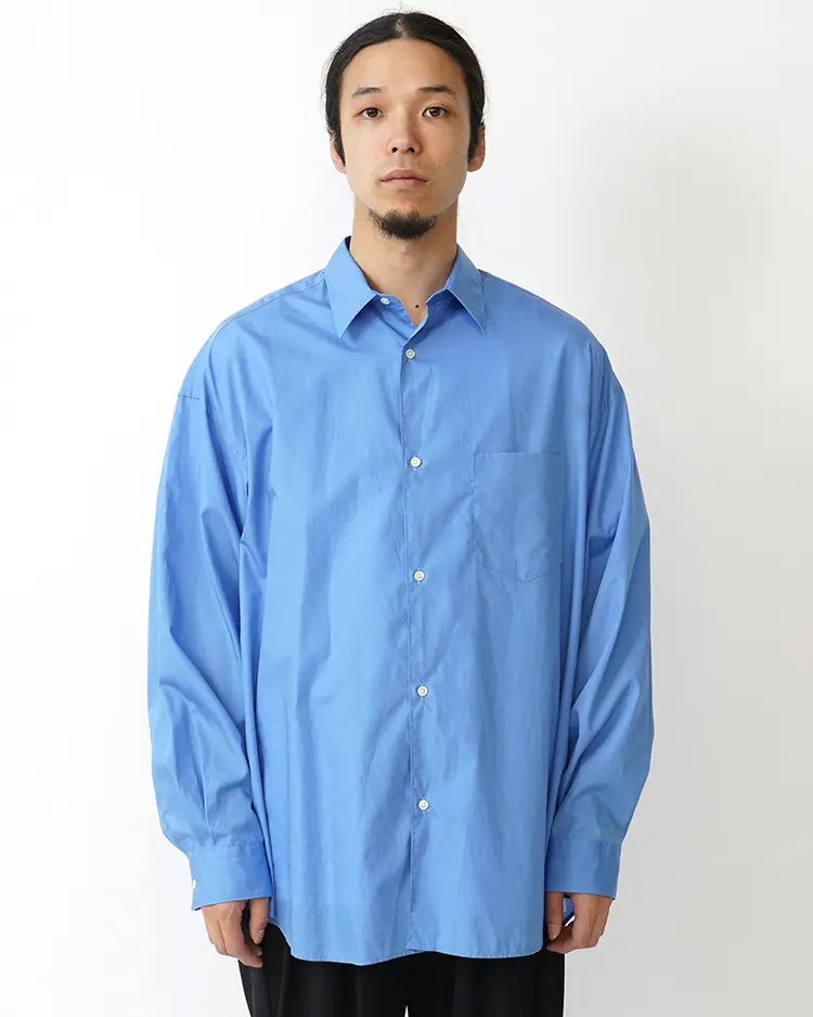 Graphpaper (MEN) / Broad L/S Oversized Regular Collar Shirt / BLUE