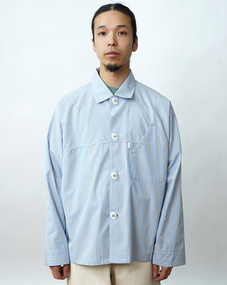 Goldwin 0 / Retroreflective Striped Shirt /  CHILL SAXE (HX)