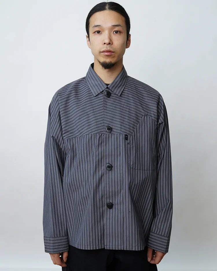 Goldwin 0 / Retroreflective Striped Shirt / DEEP CHARCOAL (DH)