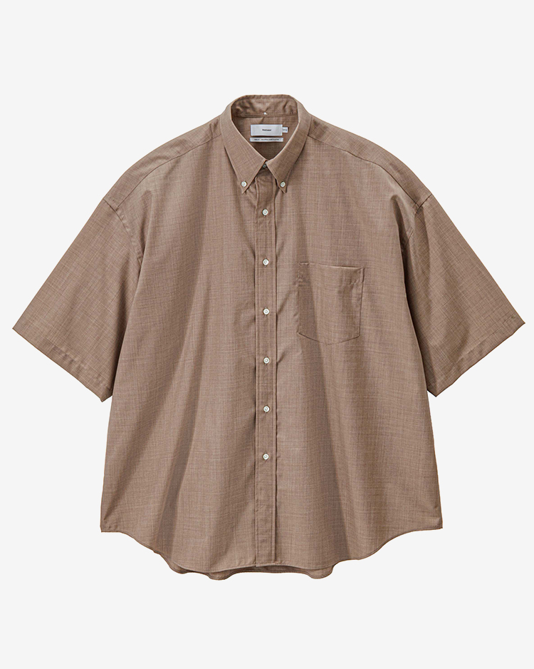 Graphpaper (MEN) / Fine Wool Heather Oversized S/S B.D Shirt / TAUPE