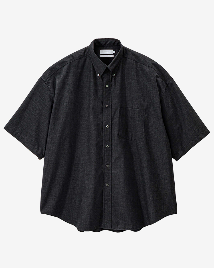 Graphpaper (MEN) / Fine Wool Heather Oversized S/S B.D Shirt / CHARCOAL