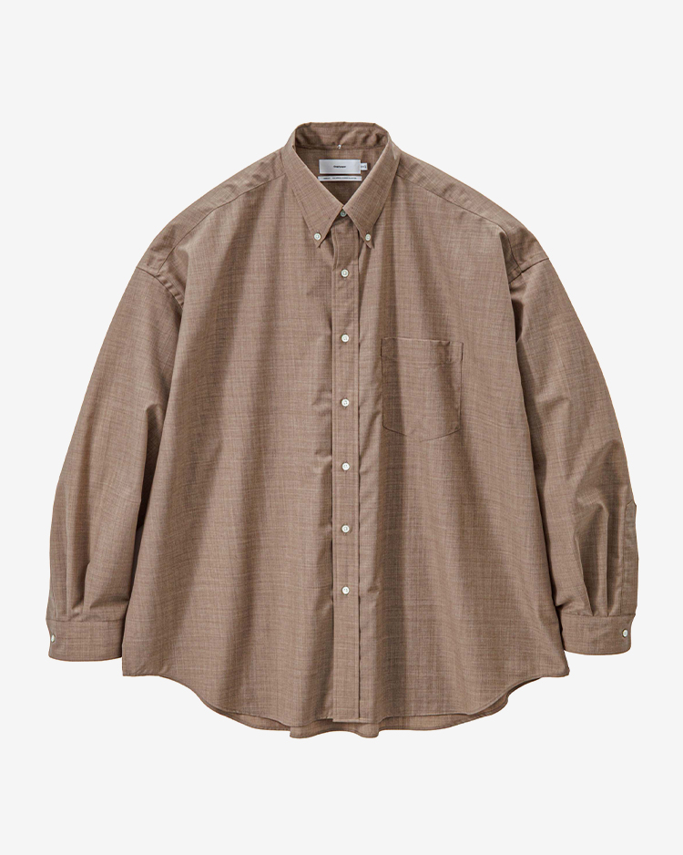 Graphpaper (MEN) / Fine Wool Heather Oversized L/S B.D Shirt / TAUPE