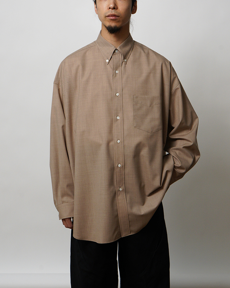 Graphpaper (MEN) / Fine Wool Heather Oversized L/S B.D Shirt / TAUPE