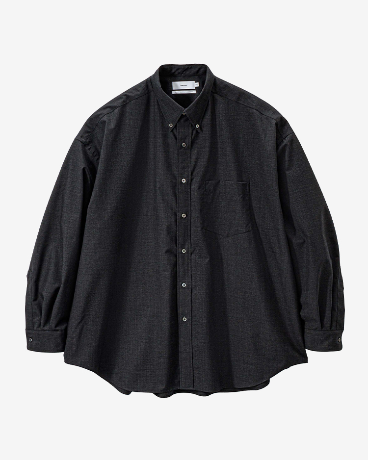 Graphpaper (MEN) / Fine Wool Heather Oversized L/S B.D Shirt / CHARCOAL
