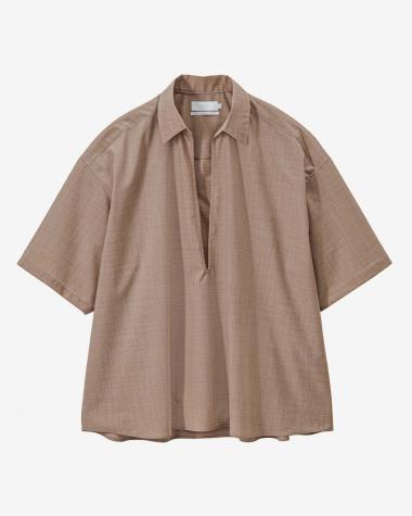  / Fine Wool Heather S/S Skipper Shirt / TAUPE
