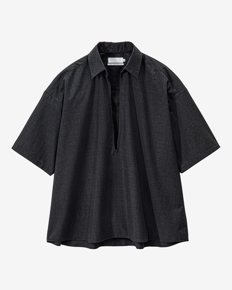 Graphpaper (MEN) / Fine Wool Heather S/S Skipper Shirt / CHARCOAL