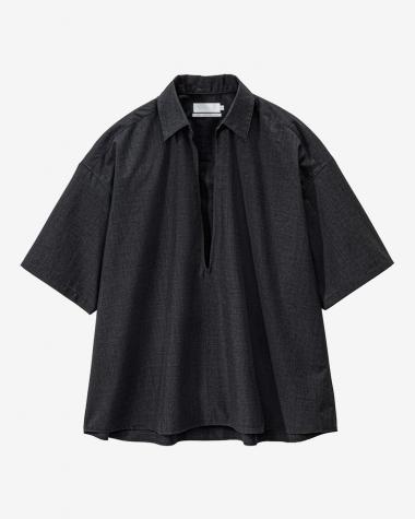  / Fine Wool Heather S/S Skipper Shirt / CHARCOAL