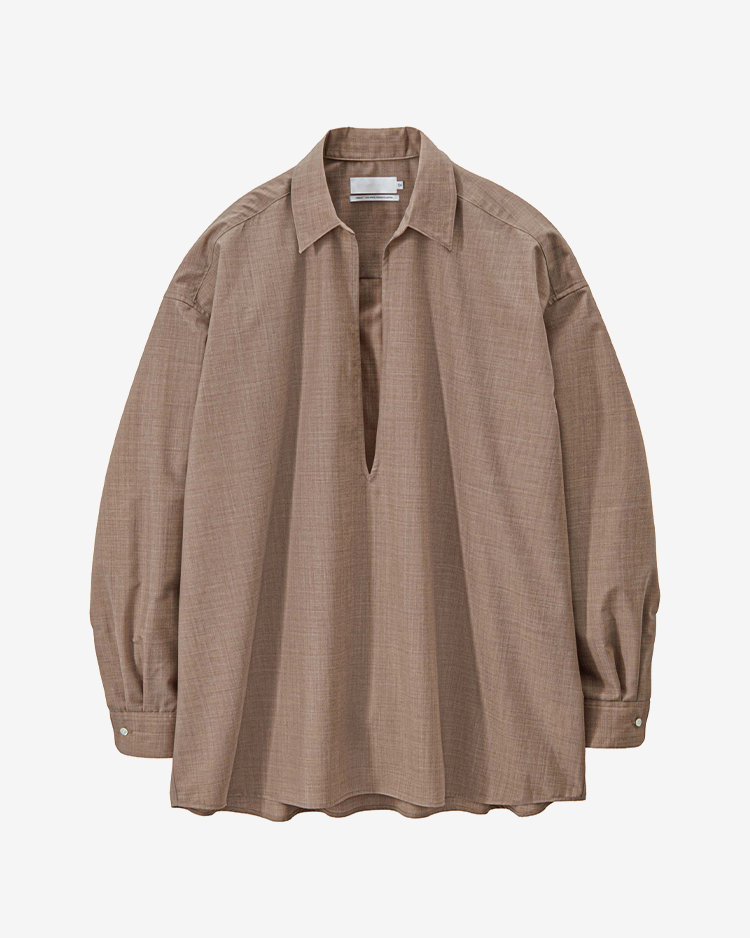 Graphpaper (MEN) / Fine Wool Heather L/S Skipper Shirt / TAUPE