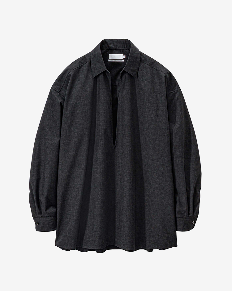 Graphpaper (MEN) / Fine Wool Heather L/S Skipper Shirt / CHARCOAL