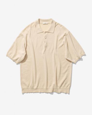  / COTTON WASHI BOUCLE HALF SLEEVE POLO SWEATER / YELLOW