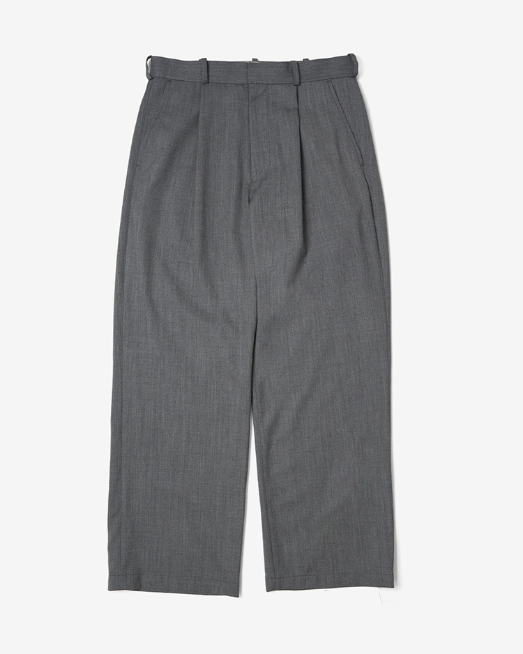 Dice&Dice / HIGH COUNT GABARDINE ONE-TUCK STRAIGHT SLACKS / DARK GRAY