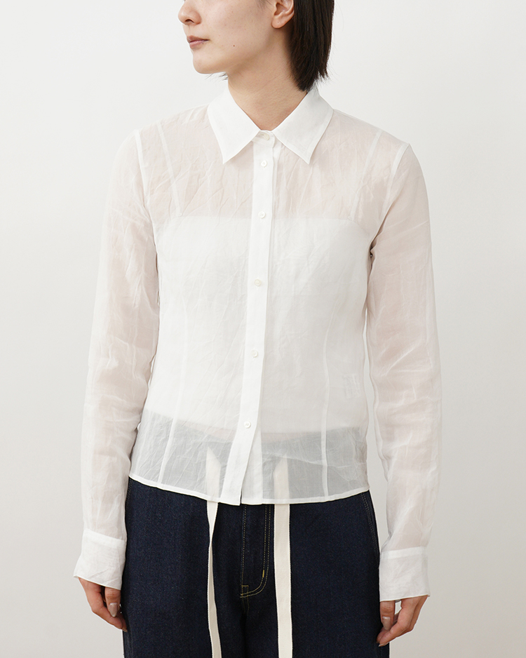 Tu es mon Tresor / Cotton Lawn Sheer Shirt (SH26S-001-WH) / WHITE