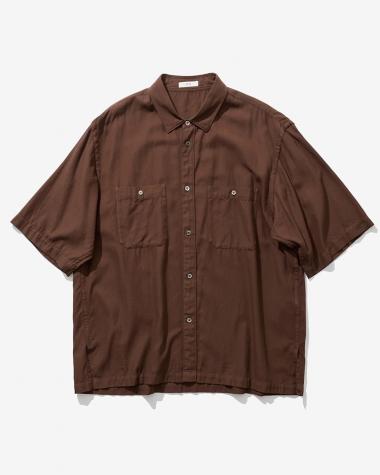  / COTTON SILK VIERA LOOSE FIT HALF SLEEVE SHIRT / CAMEL