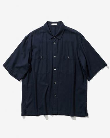  / COTTON SILK VIERA LOOSE FIT HALF SLEEVE SHIRT / NAVY