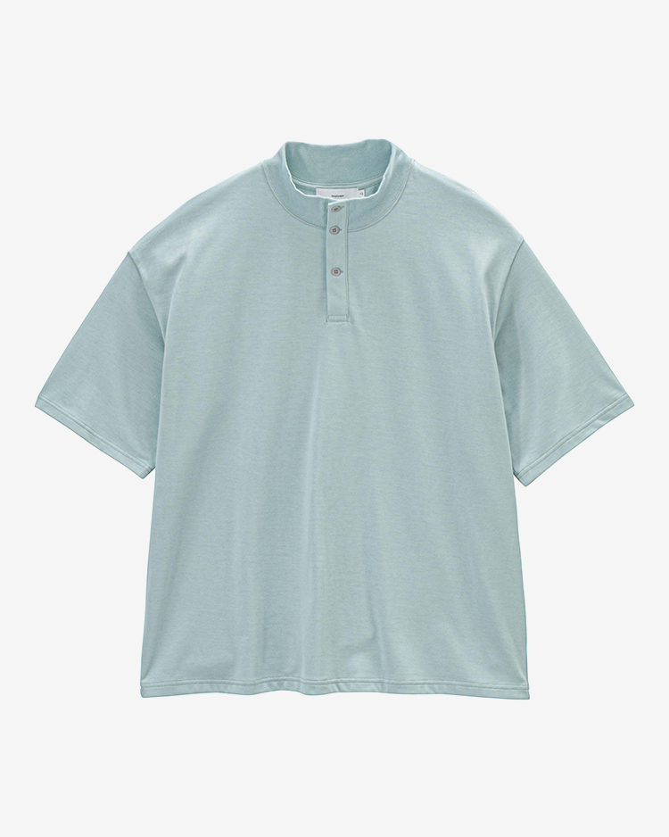 Graphpaper (MEN) / Tri Spun Cotton S/S Henley High Neck Tee / SMOKE BLUE