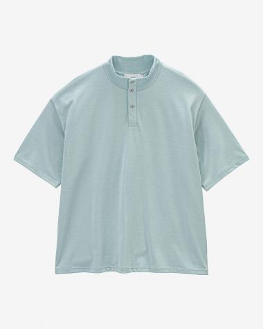  / Tri Spun Cotton S/S Henley High Neck Tee / SMOKE BLUE
