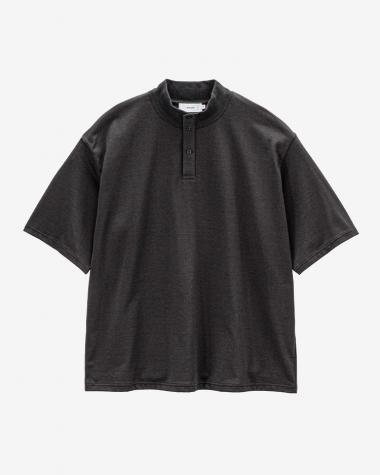  / Tri Spun Cotton S/S Henley High Neck Tee / CHARCOAL