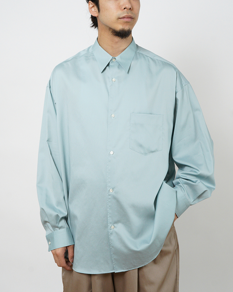 Graphpaper (MEN) / Silicon Poplin Oversized Regular Collar Shirt / SMOKE BLUE