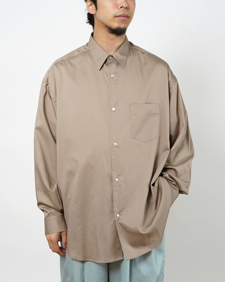 Graphpaper (MEN) / Silicon Poplin Oversized Regular Collar Shirt / TAUPE