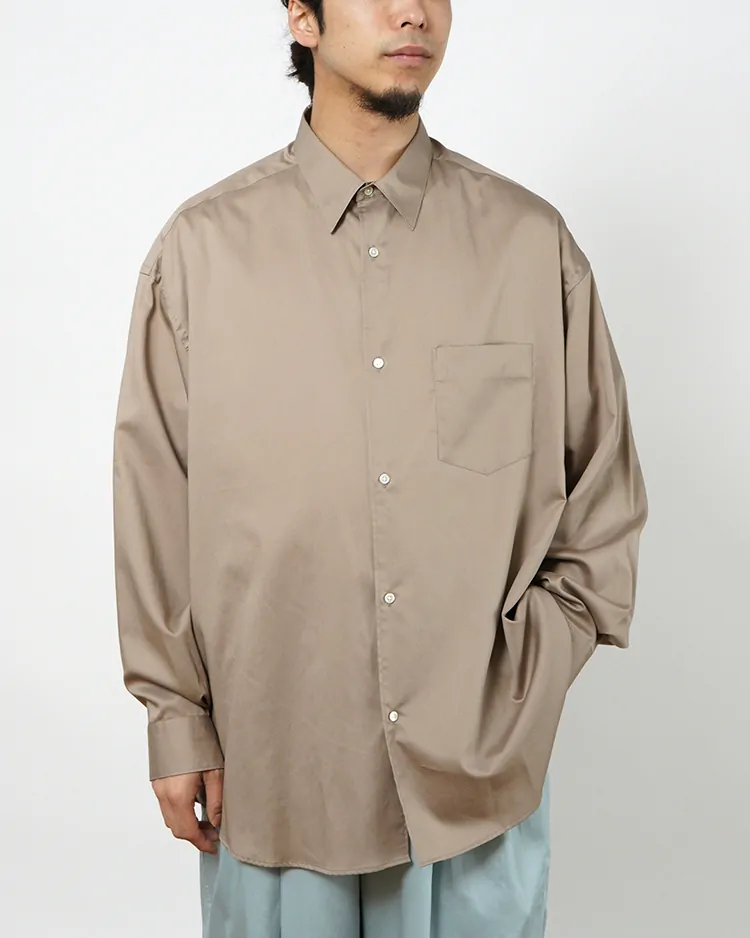 Graphpaper (MEN) / Silicon Poplin Oversized Regular Collar Shirt / TAUPE