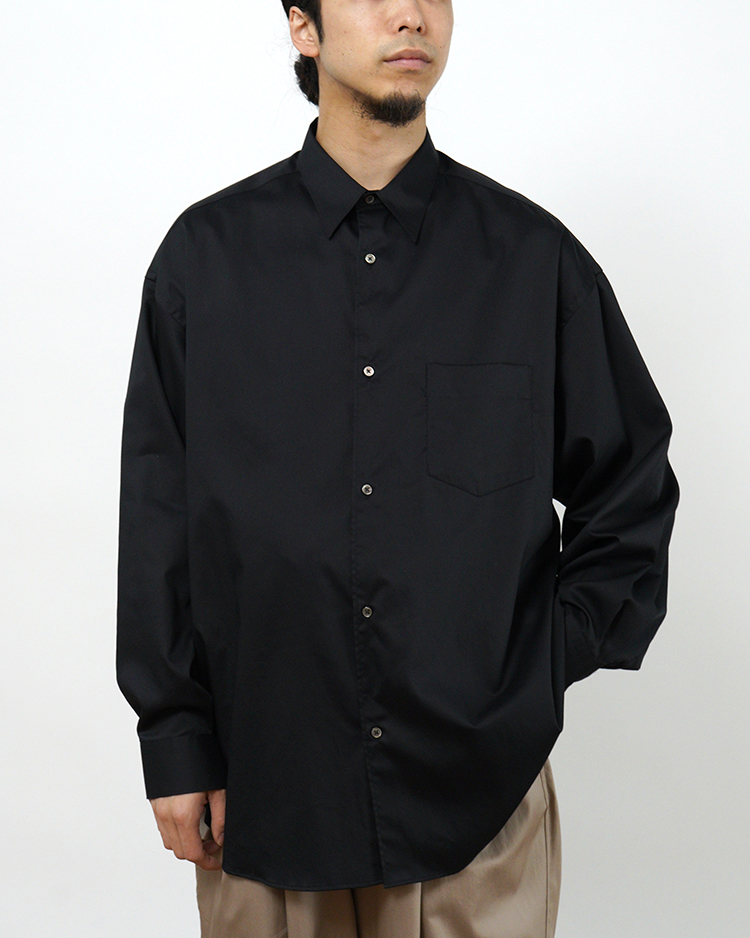 Graphpaper (MEN) / Silicon Poplin Oversized Regular Collar Shirt / BLACK
