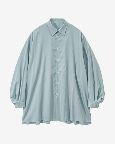  / Silicon Poplin Deep Slit Regular Collar Shirt / SMOKE BLUE